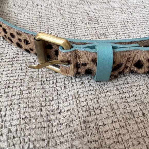 Boden Leather Haircalf Belt | Leopard Print | Size Large
